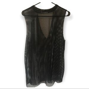 3/$15 Gaze usa black sleeveless sheer net top